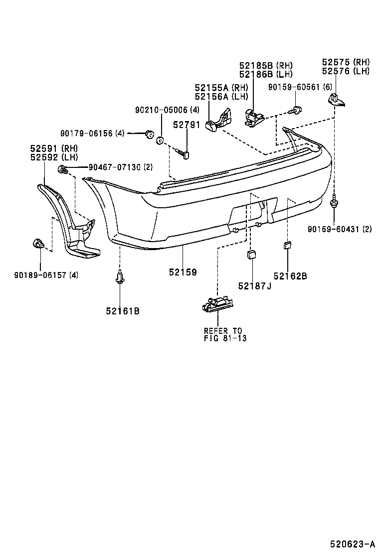 52162-63010 PLATE, REAR BUMPER, NO.1 product image