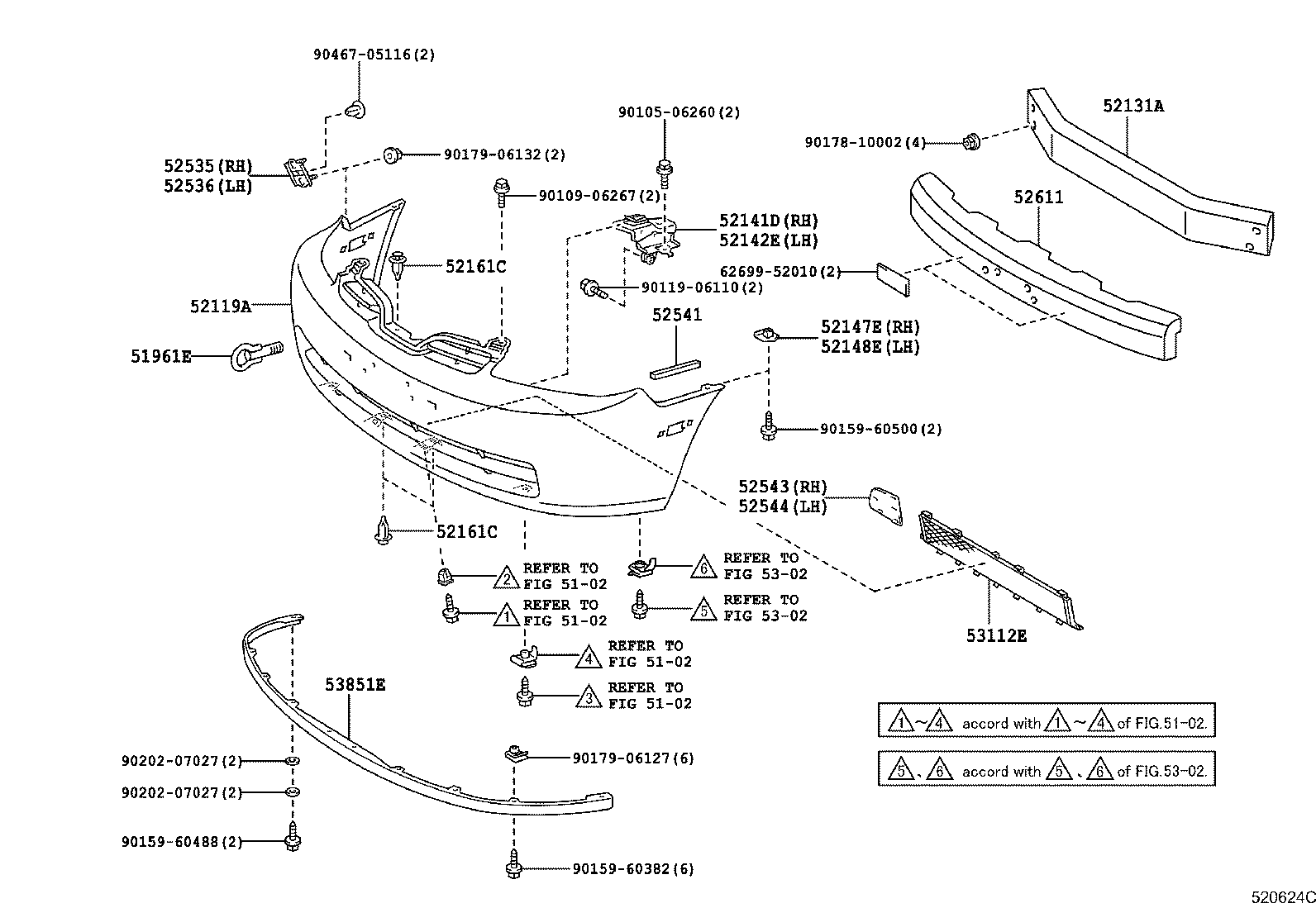 Toyota 52536-47010 RETAINER, FRONT BUMPER SIDE, LH