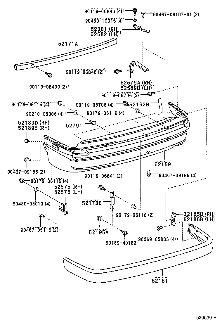 52151-51010 BUMPER ASSY, REAR product image