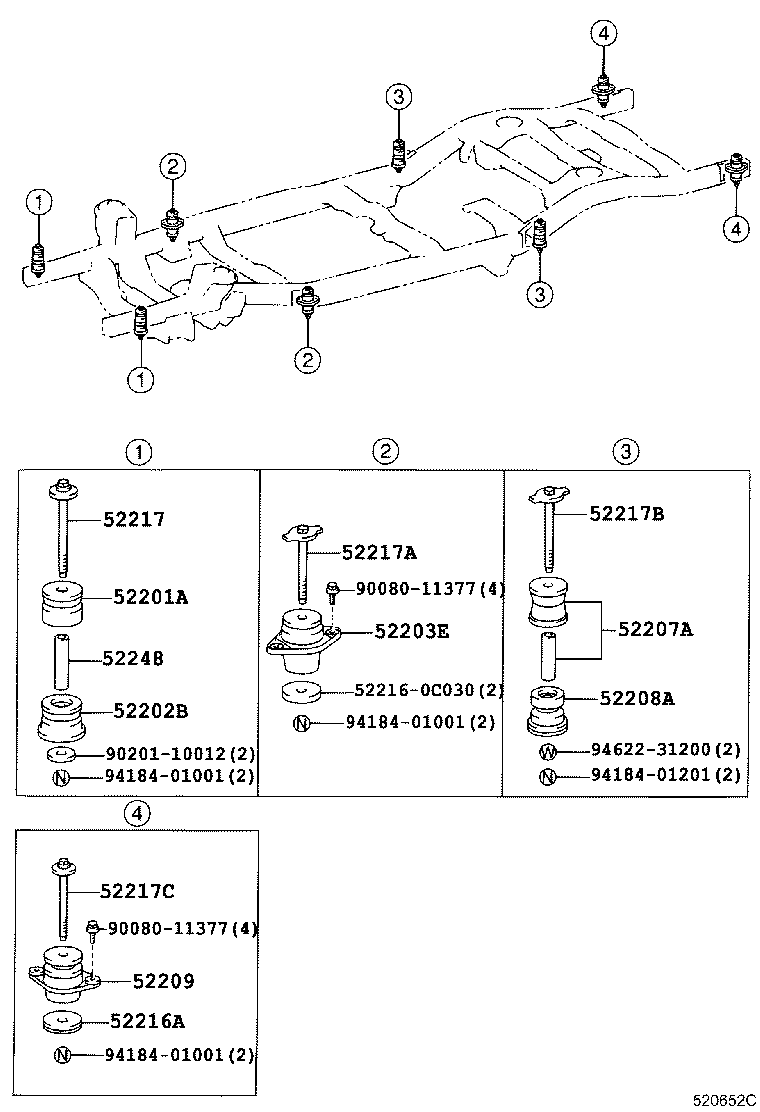 Toyota 52203-0C030 CUSHION SUB-ASSY, CAB MOUNTING, NO.2