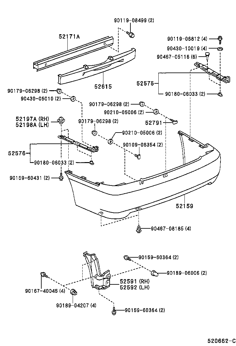 52171-22190 REINFORCEMENT, REAR BUMPER, NO.1 product image