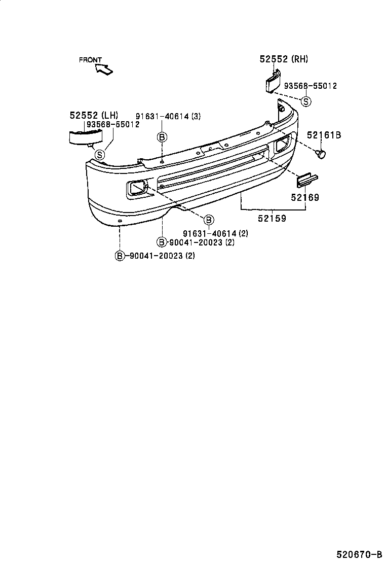 52553-97501 FILLER, REAR BUMPER, RH product image