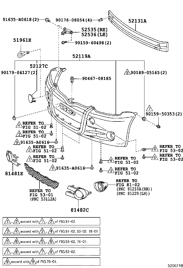 52128-52040 COVER, FRONT BUMPER HOLE, LH product image