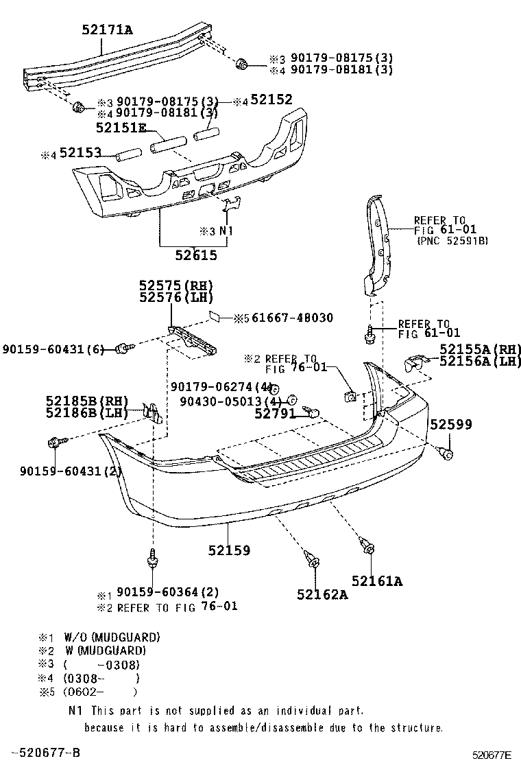 52151-48010 BAR, REAR BUMPER product image