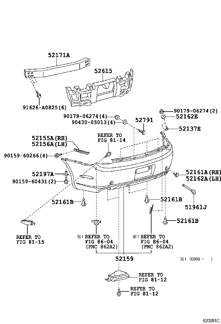 52159-24090-C2 COVER, REAR BUMPER product image