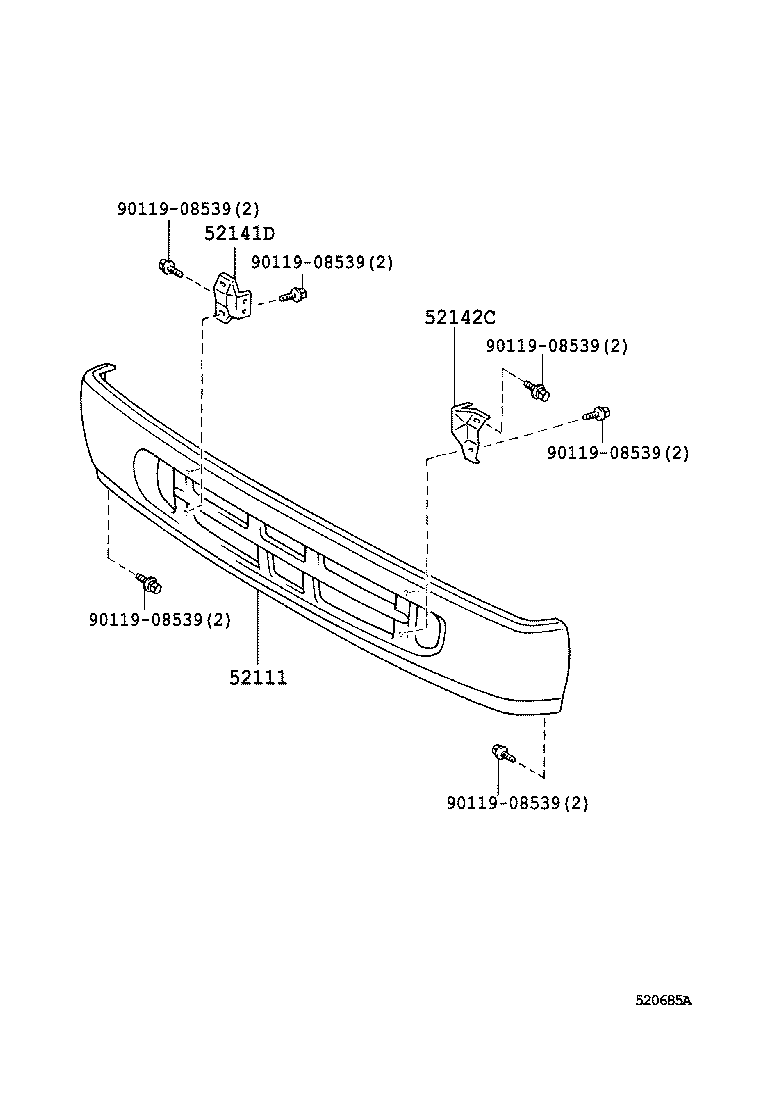 52142-36050 STAY, FRONT BUMPER, LH product image