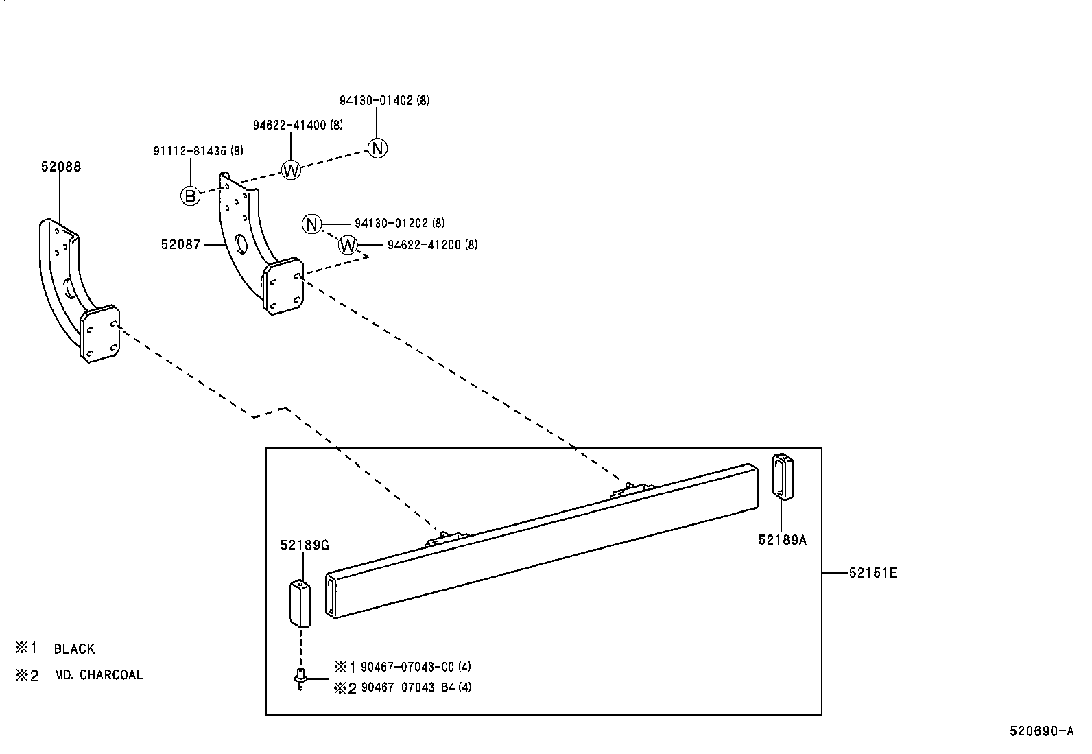 52152-37060 STAY SUB-ASSY, REAR BUMPER SIDE, LH product image