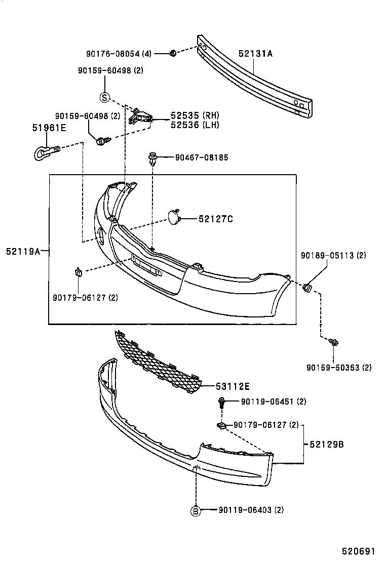 52713-0D010 MOULDING, FRONT BUMPER SIDE, LH product image