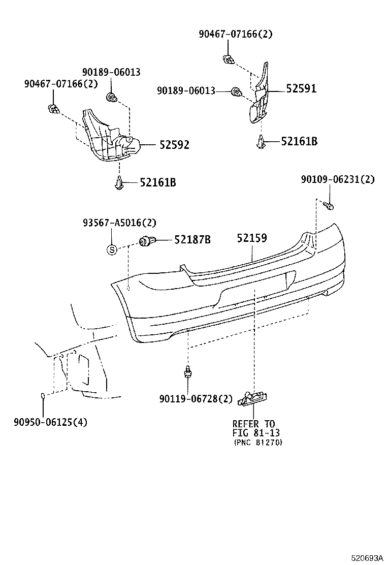 52159-52010 COVER, REAR BUMPER product image