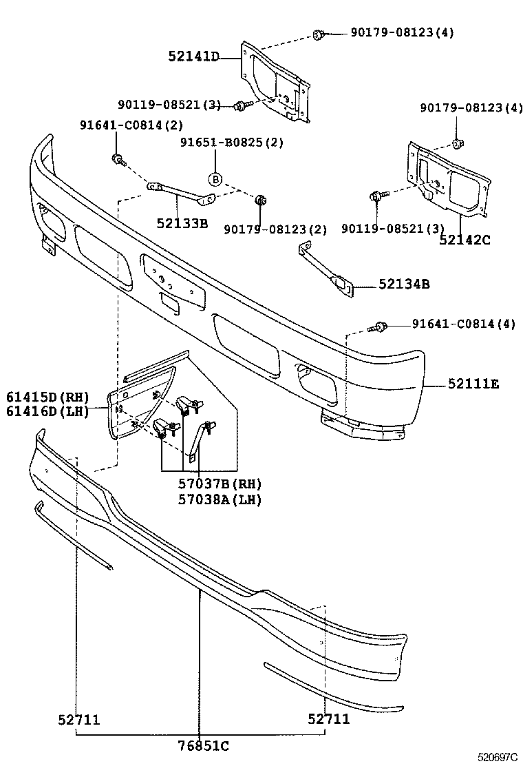 52141-37120 STAY, FRONT BUMPER, RH product image
