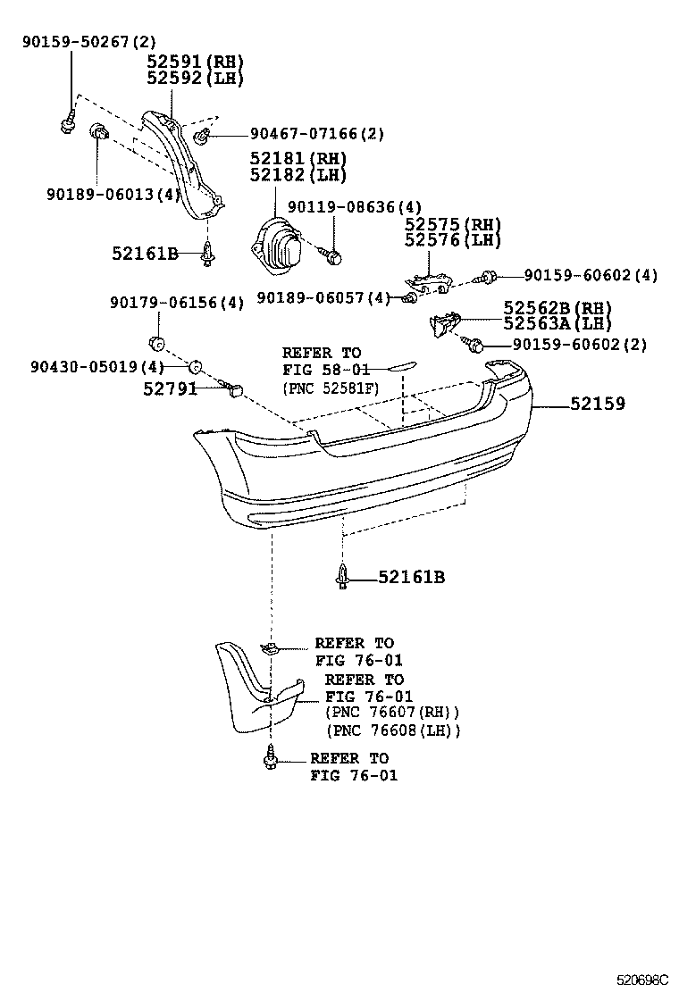 52159-13906 COVER, REAR BUMPER product image