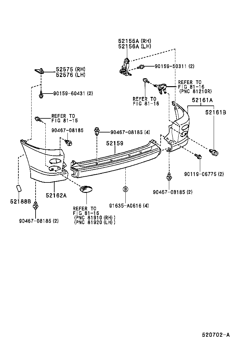 52160-52020-C2 PIECE, REAR BUMPER, LH product image