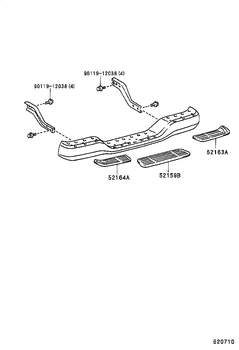 52182-89117 ARM, REAR BUMPER, LH product image
