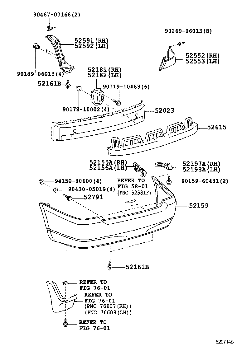 52181-02050 ARM, REAR BUMPER, RH product image