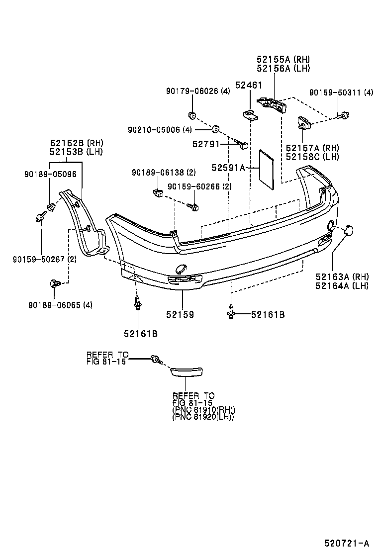 52152-44060 EXTENSION, REAR BUMPER, RH product image