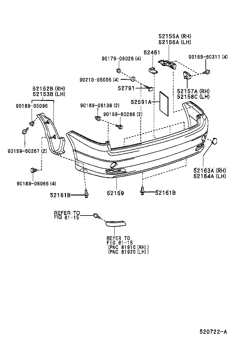 52152-44060 EXTENSION, REAR BUMPER, RH product image