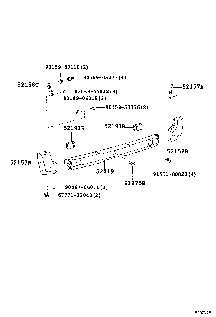 52087-25010 STAY SUB-ASSY, REAR BUMPER SIDE, RH product image
