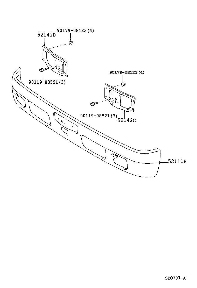 52011-37053 STAY, FRONT BUMPER, RH product image