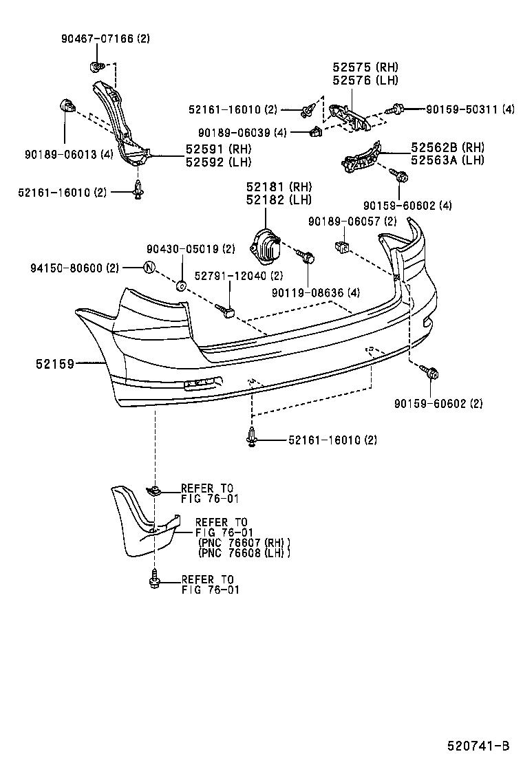 52159-13170-B2 COVER, REAR BUMPER product image