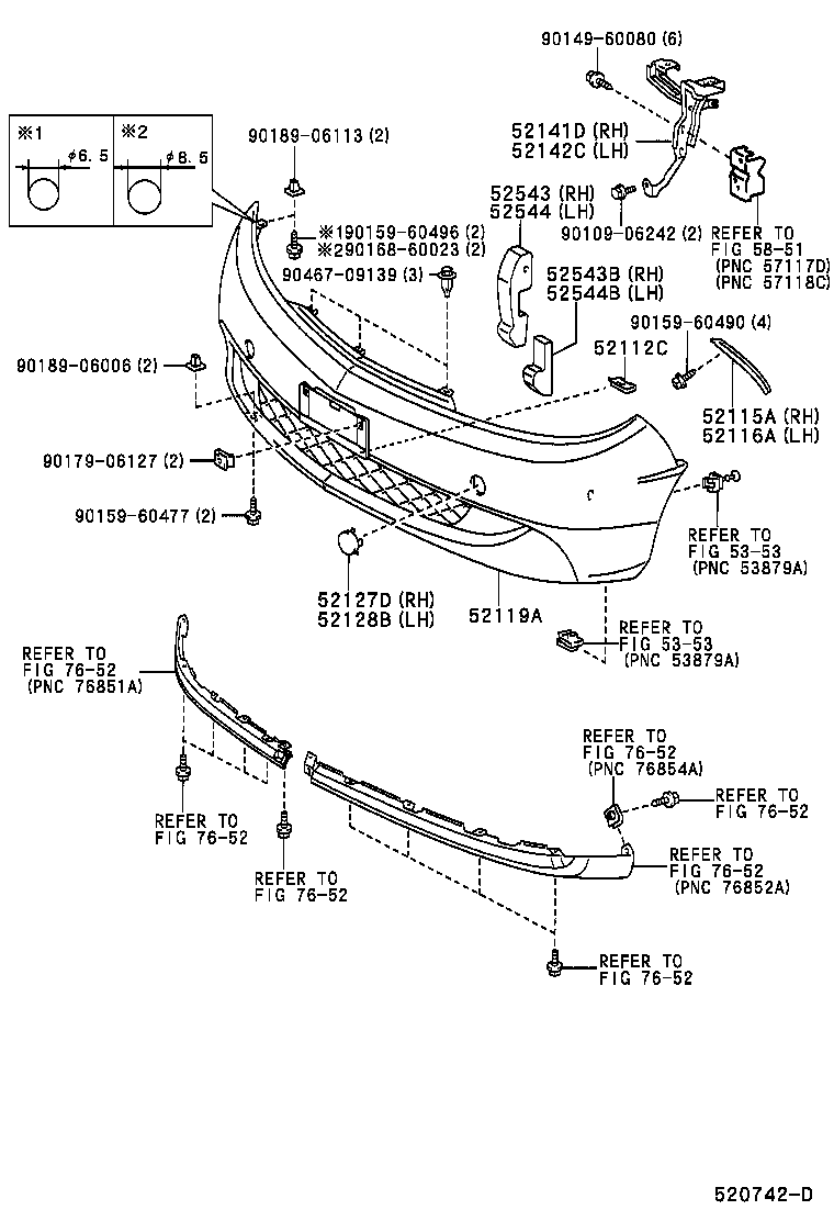 52127-28150-G0 COVER, FRONT BUMPER HOLE, RH product image