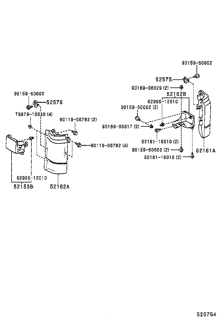52575-52050 RETAINER, REAR BUMPER SIDE, RH product image