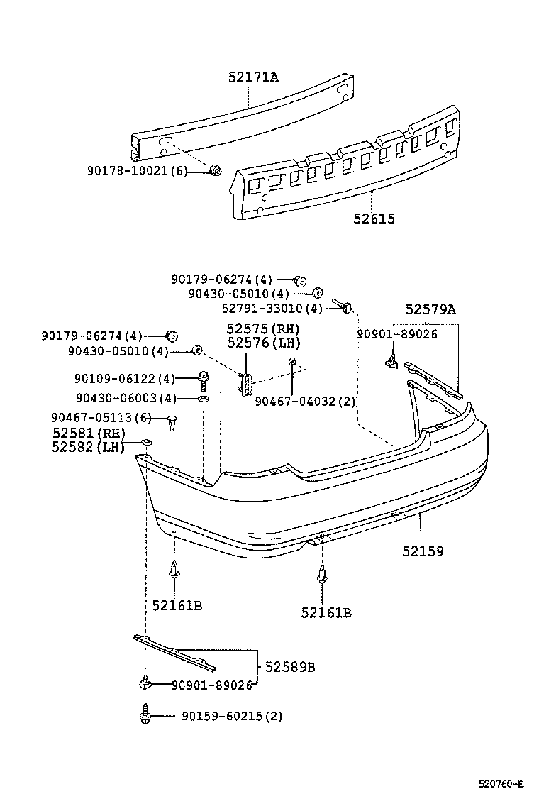 52615-33100 ABSORBER, REAR BUMPER ENERGY product image