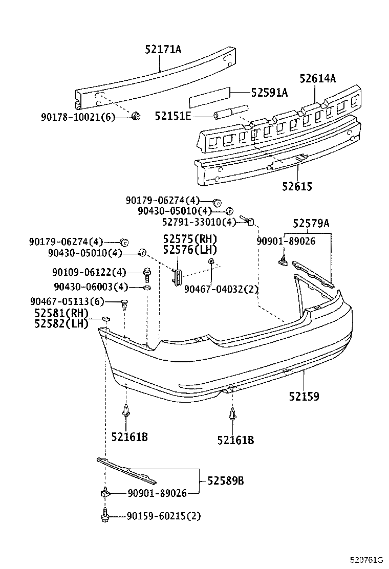 52151-33020 BAR, REAR BUMPER product image