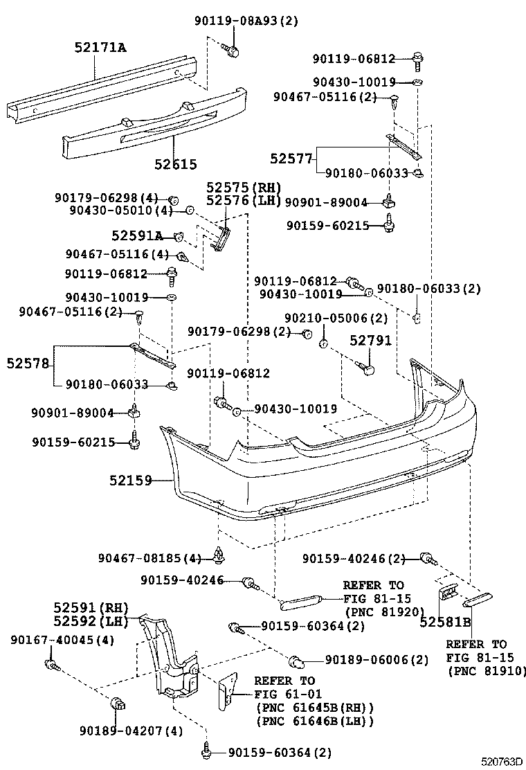 52581-22040 PROTECTOR, REAR BUMPER product image