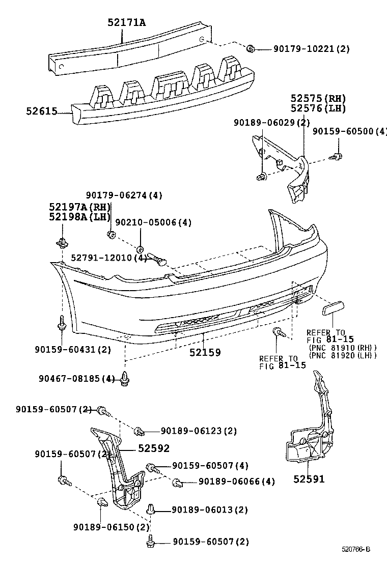 52171-53030 REINFORCEMENT, REAR BUMPER, NO.1 product image