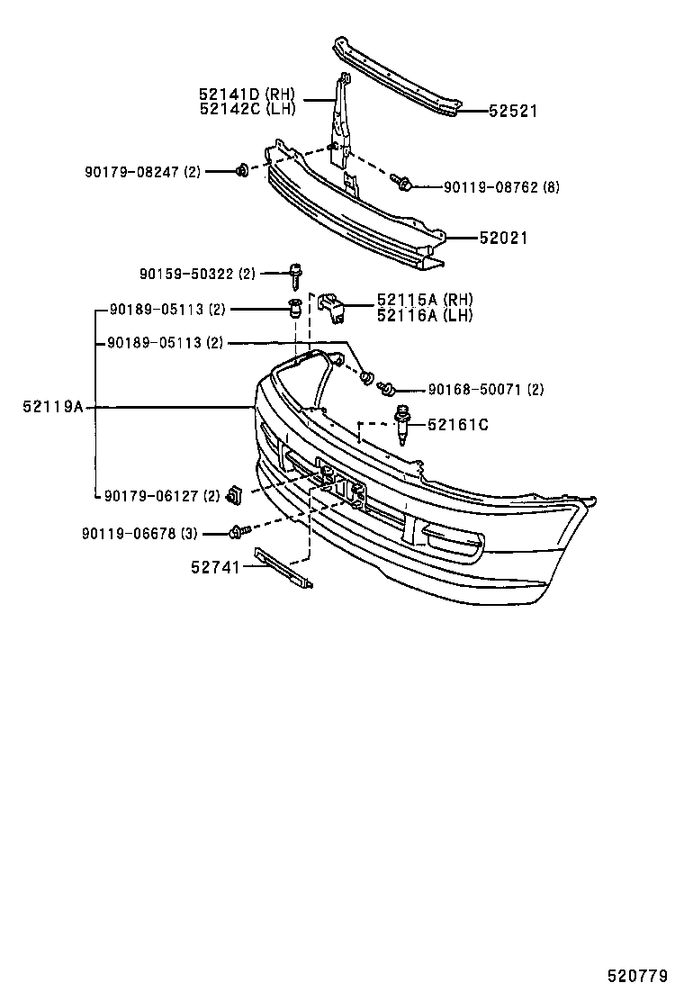 52021-28180 REINFORCEMENT SUB-ASSY, FRONT BUMPER product image