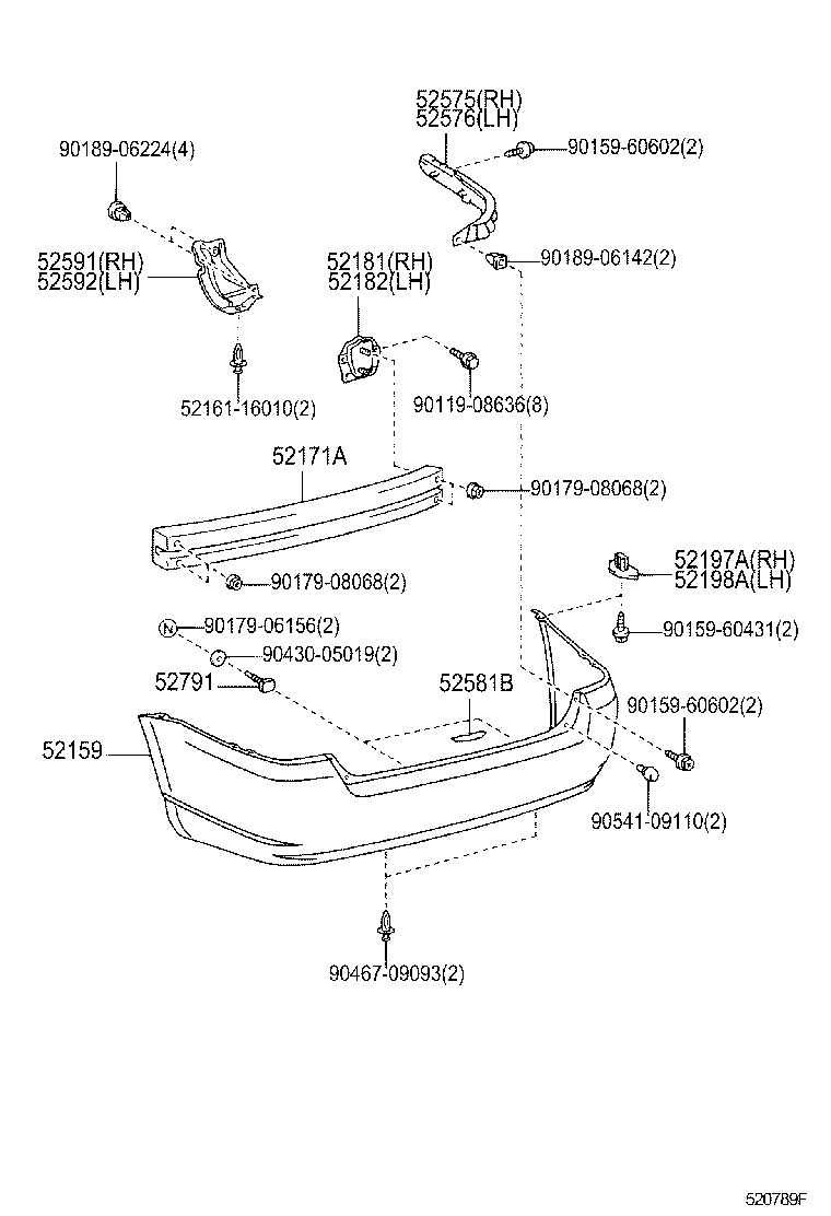 52156-12270 SUPPORT, REAR BUMPER SIDE, LH product image