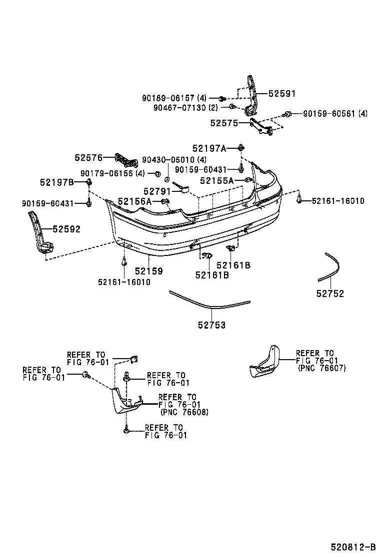 52575-20070 RETAINER, REAR BUMPER SIDE, RH product image