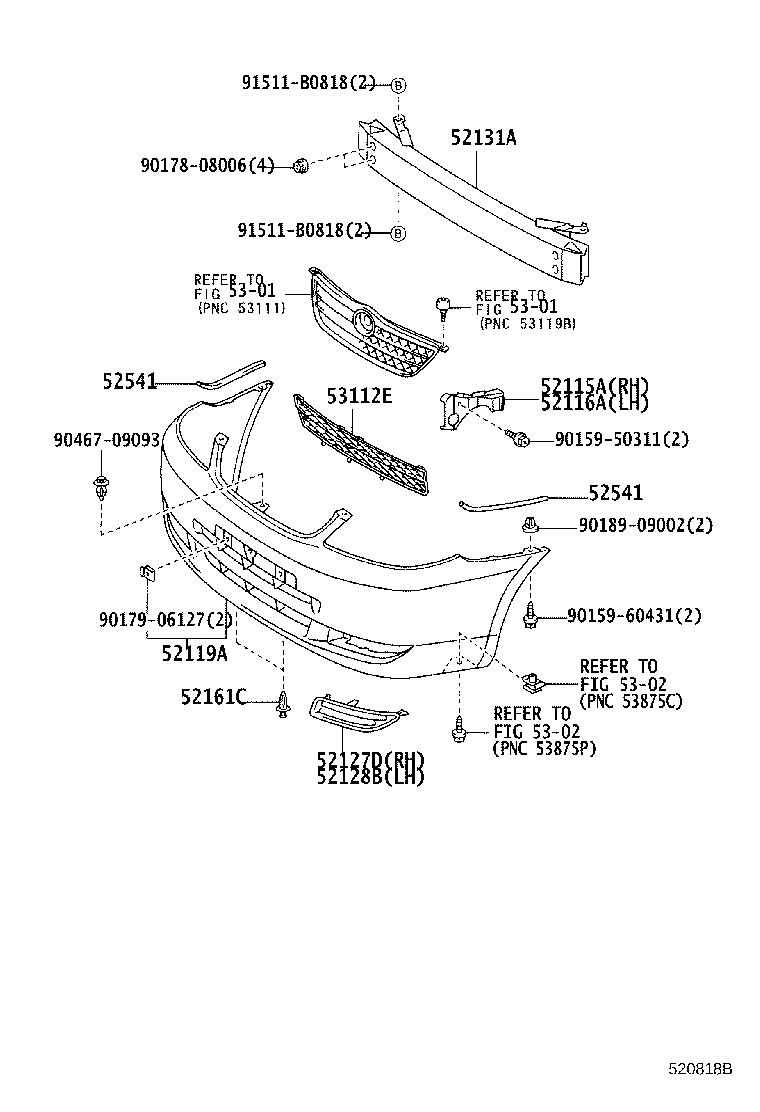 52128-02160 COVER, FRONT BUMPER HOLE, LH product image