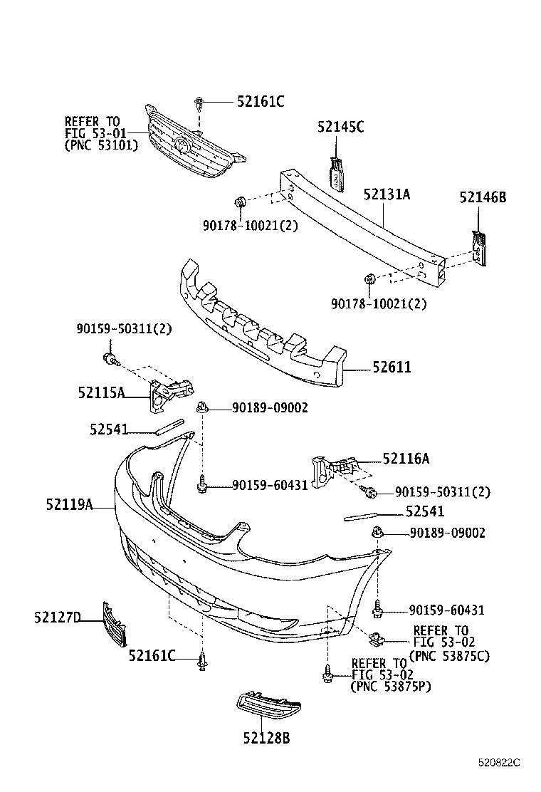 Toyota 52611-02070 ABSORBER, FRONT BUMPER ENERGY