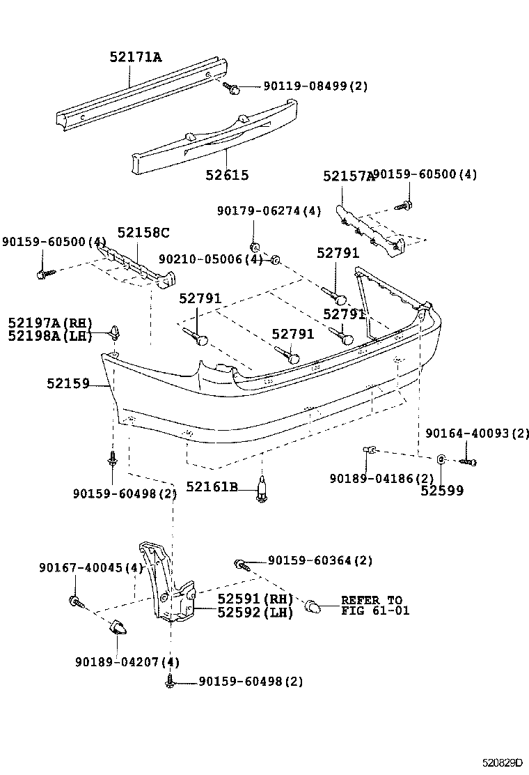 52171-22190 REINFORCEMENT, REAR BUMPER, NO.1 product image