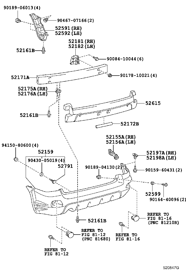 52181-01020 ARM, REAR BUMPER, RH product image
