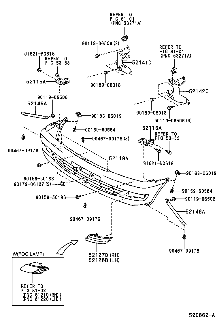 52102-0B060-A0 EXTENSION, FRONT BUMPER, RH product image