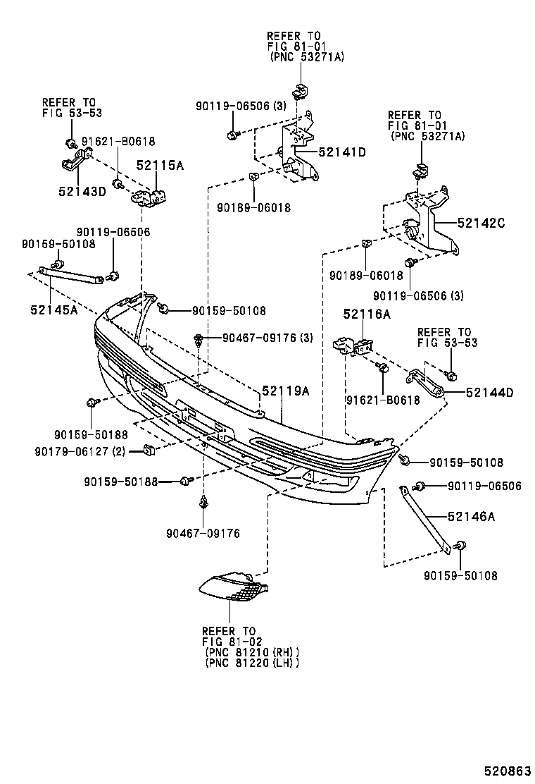 52102-0B060-A0 EXTENSION, FRONT BUMPER, RH product image