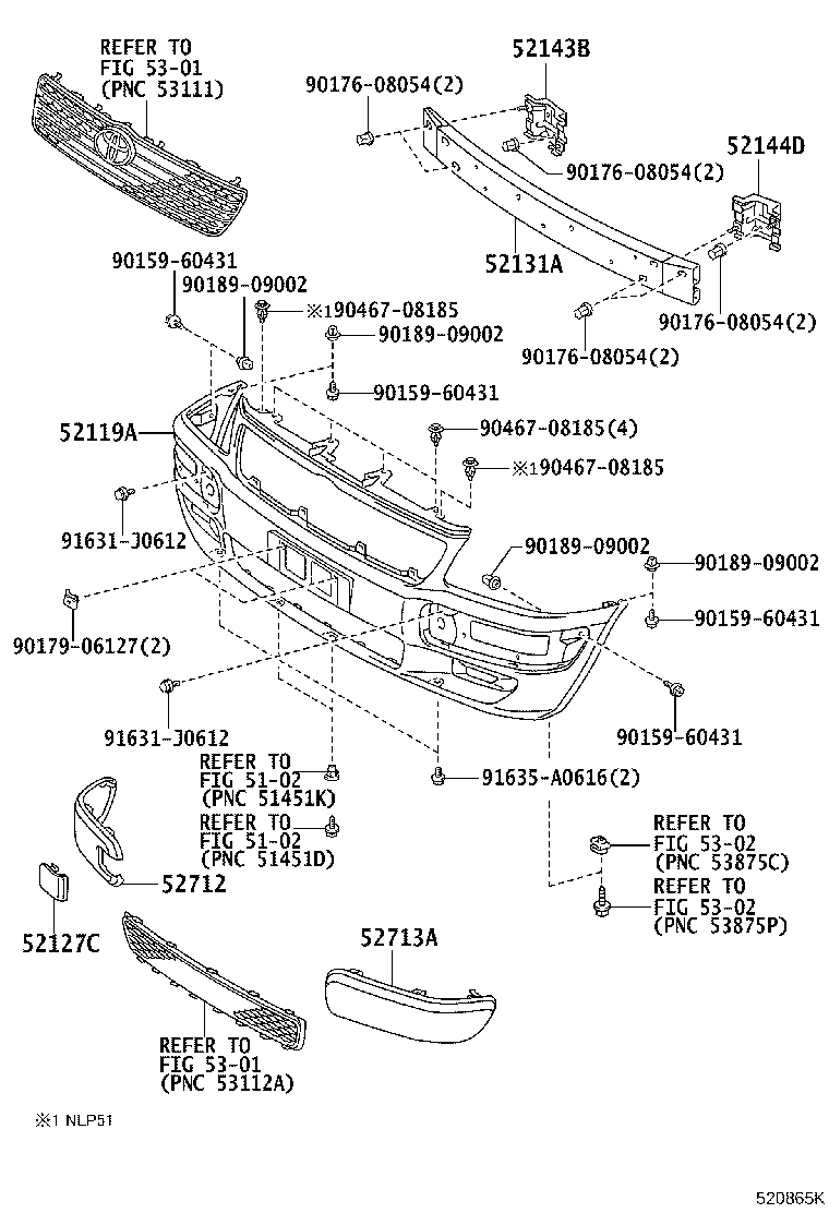 52116-52020 SUPPORT, FRONT BUMPER SIDE, LH product image