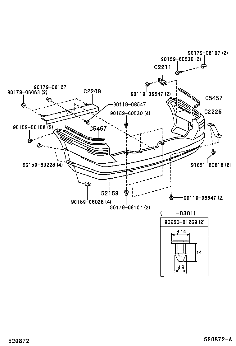 52155-0B010 SUPPORT, REAR BUMPER SIDE, RH product image