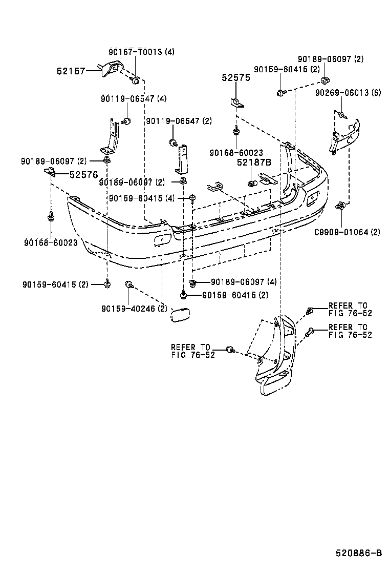 52181-04020 ARM, REAR BUMPER, RH product image