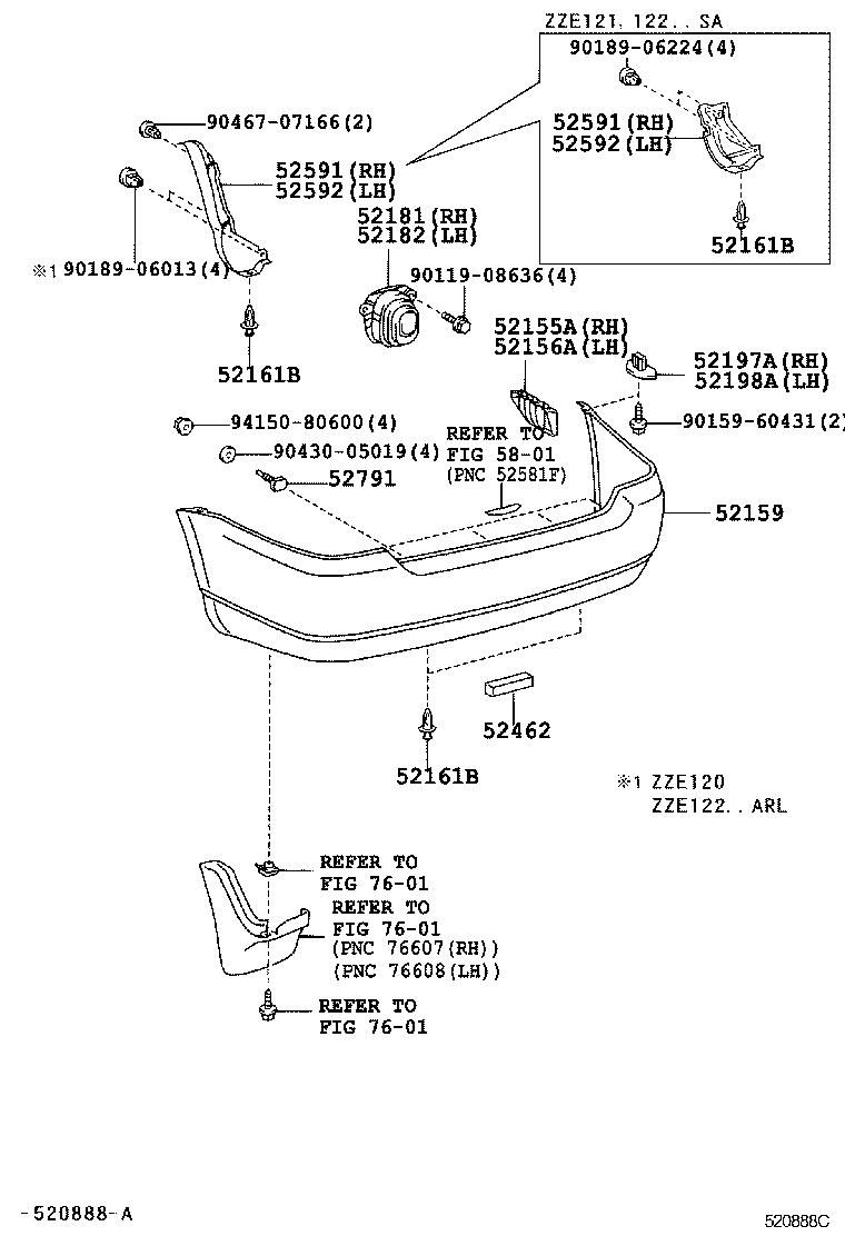 52591-02090 SEAL, REAR BUMPER SIDE, RH product image