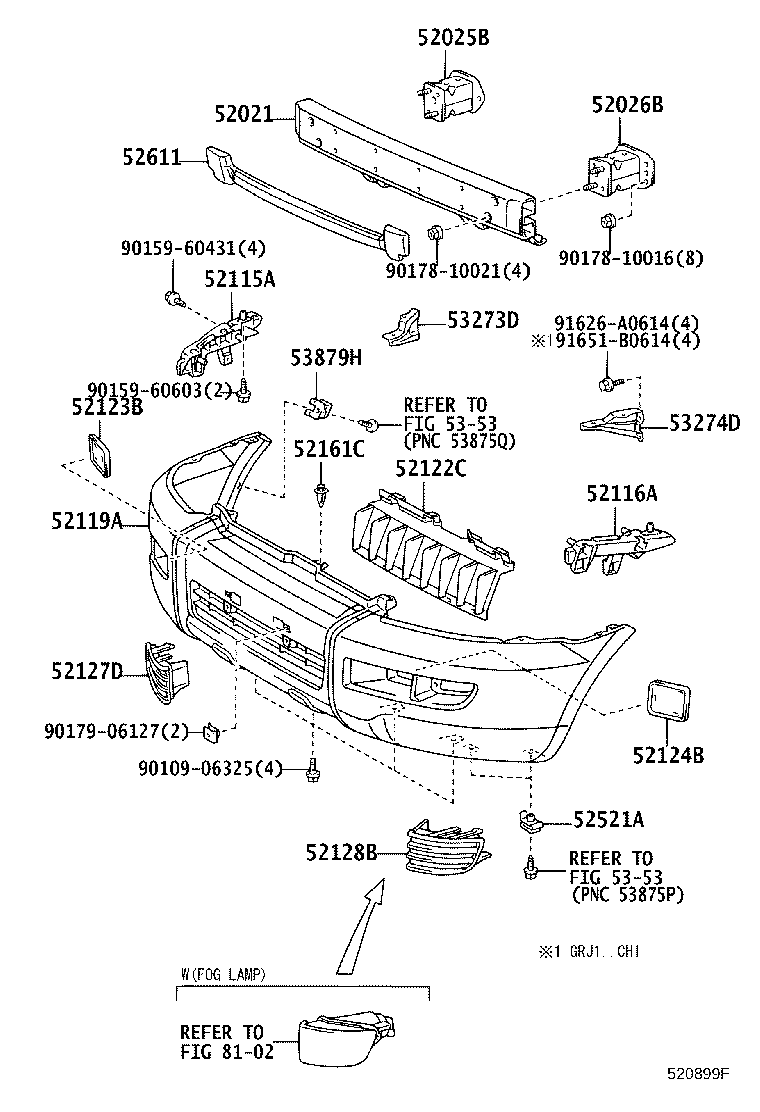 52411-60130 GUARD, FRONT BUMPER product image