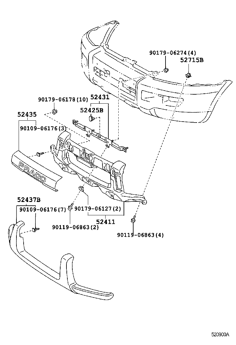 52411-60130 GUARD, FRONT BUMPER product image