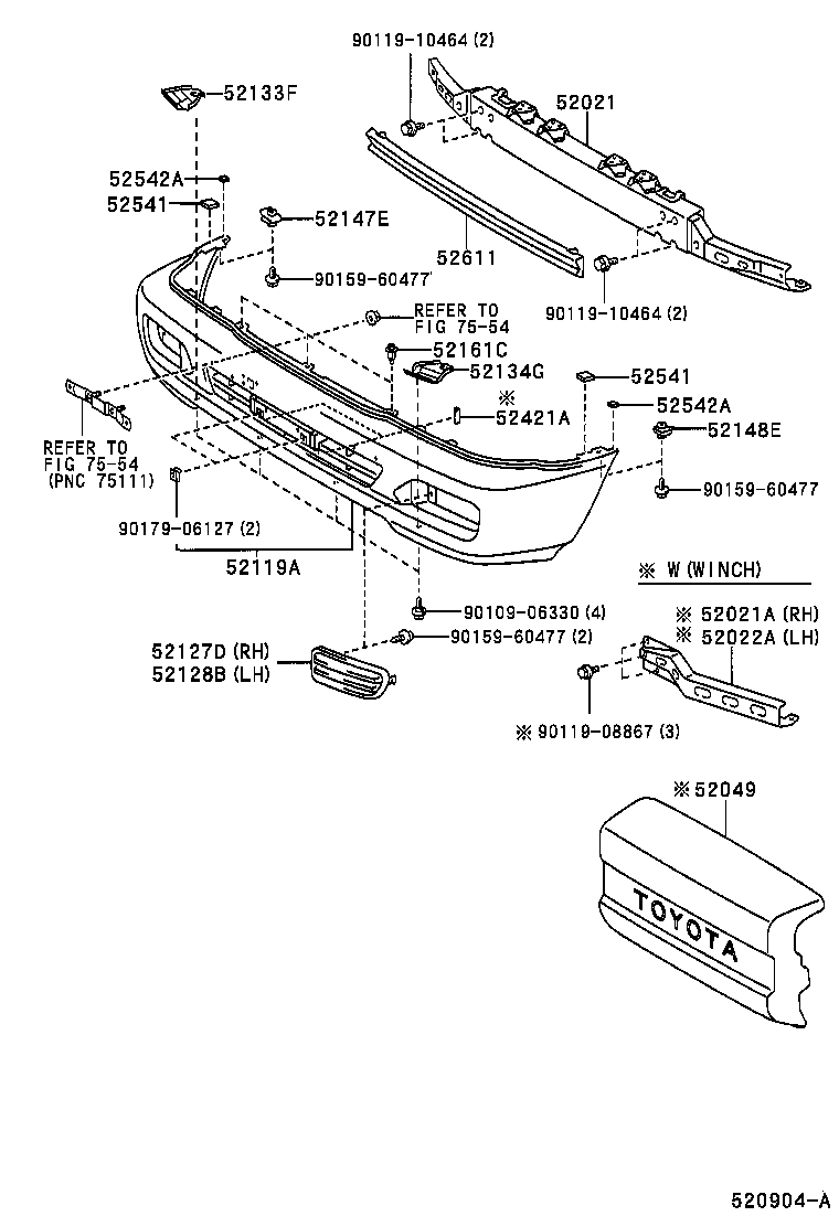 52138-60060 BRACKET, FRONT BUMPER ARM MOUNTING, NO.4 product image