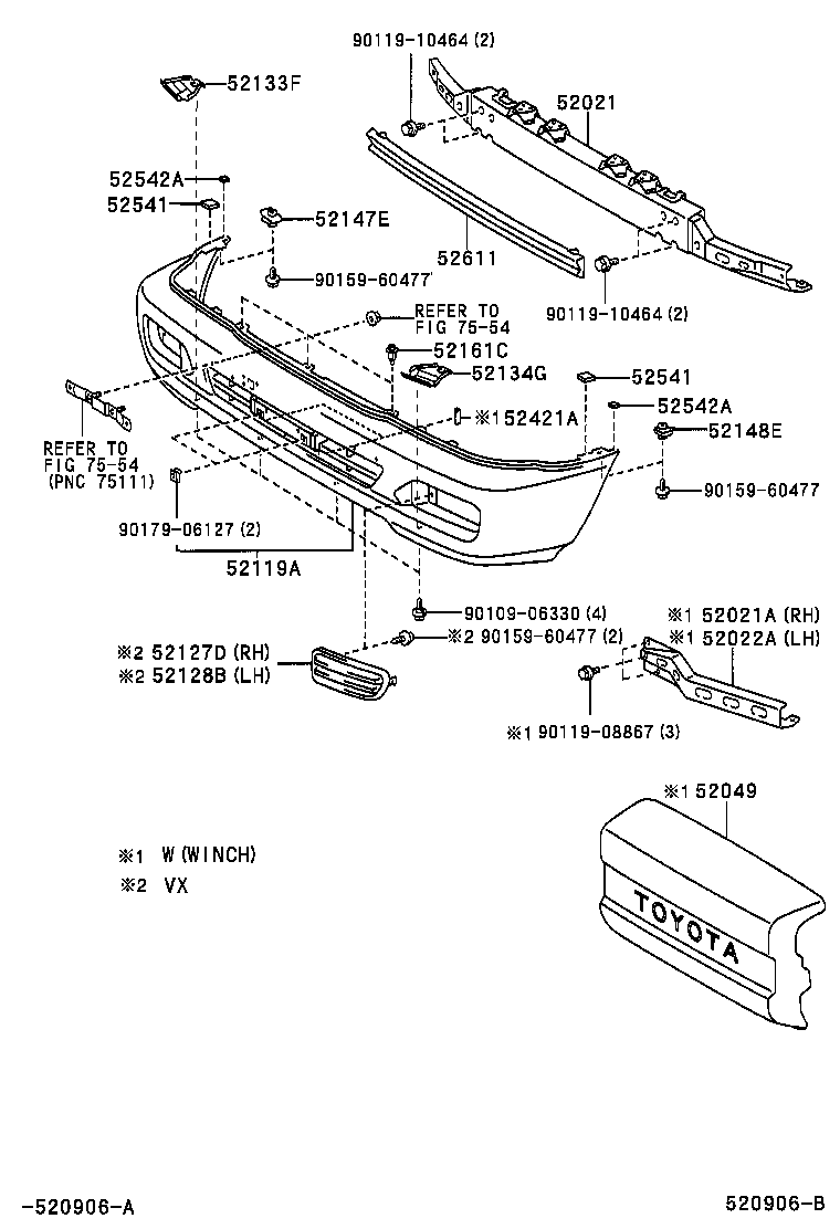 52128-60030 COVER, FRONT BUMPER HOLE, LH product image