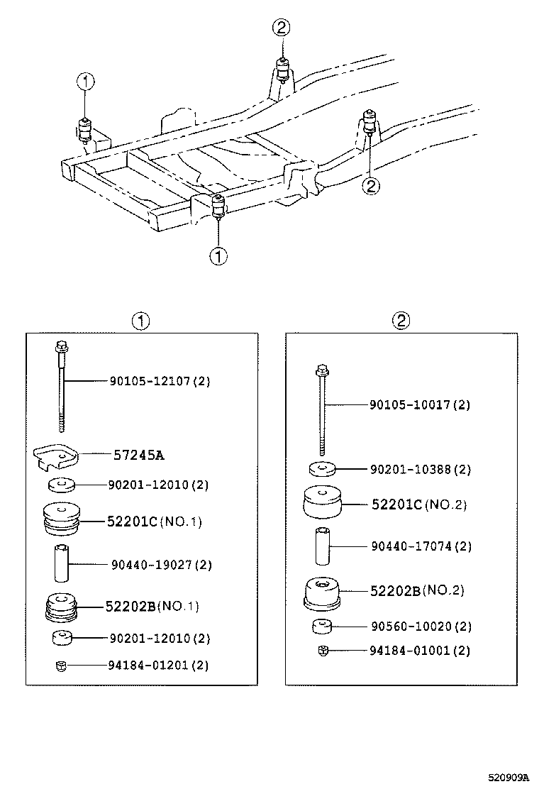 52201-27030 CUSHIION SUB-ASSY, CAB MOUNTING, NO.1 UPPER product image