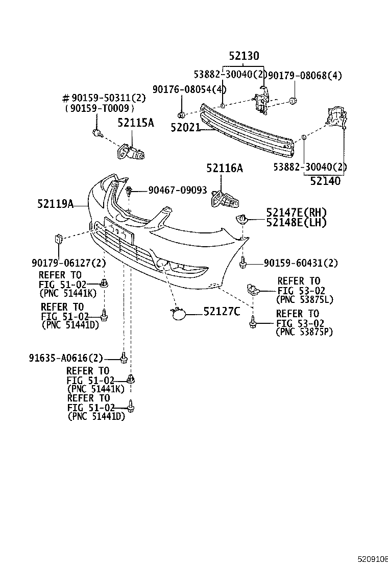 52127-0D120 COVER, FRONT BUMPER HOLE, RH product image