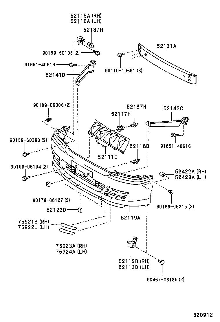 52117-27010 SUPPORT, FRONT BUMPER, UPPER product image