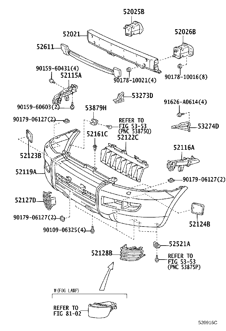 53274-60020 BRACKET, FRONT BUMPER ARM MOUNTING, LH product image